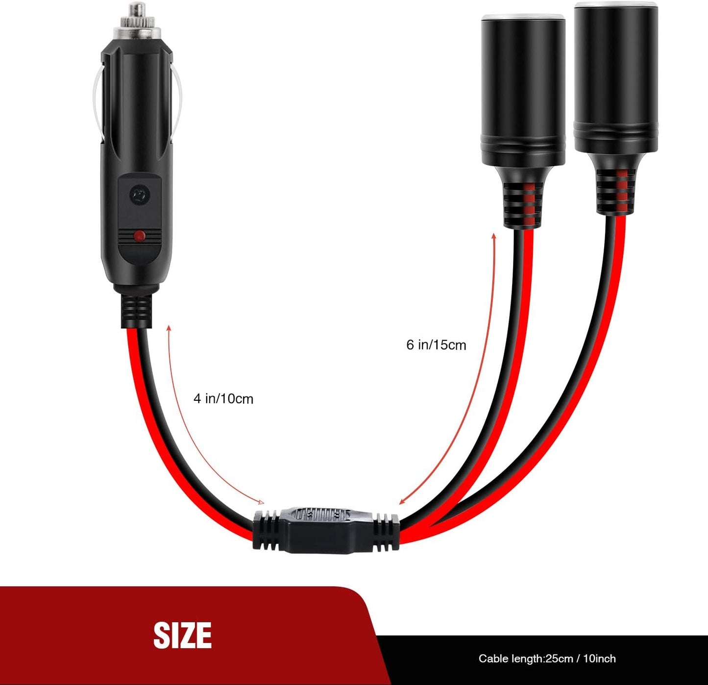 Nilight Car Cigarette Lighter Splitter Plug Socket 2-Way Splitter Splits 1 Car Cigarette Port to 2 DC Ports (10025W)