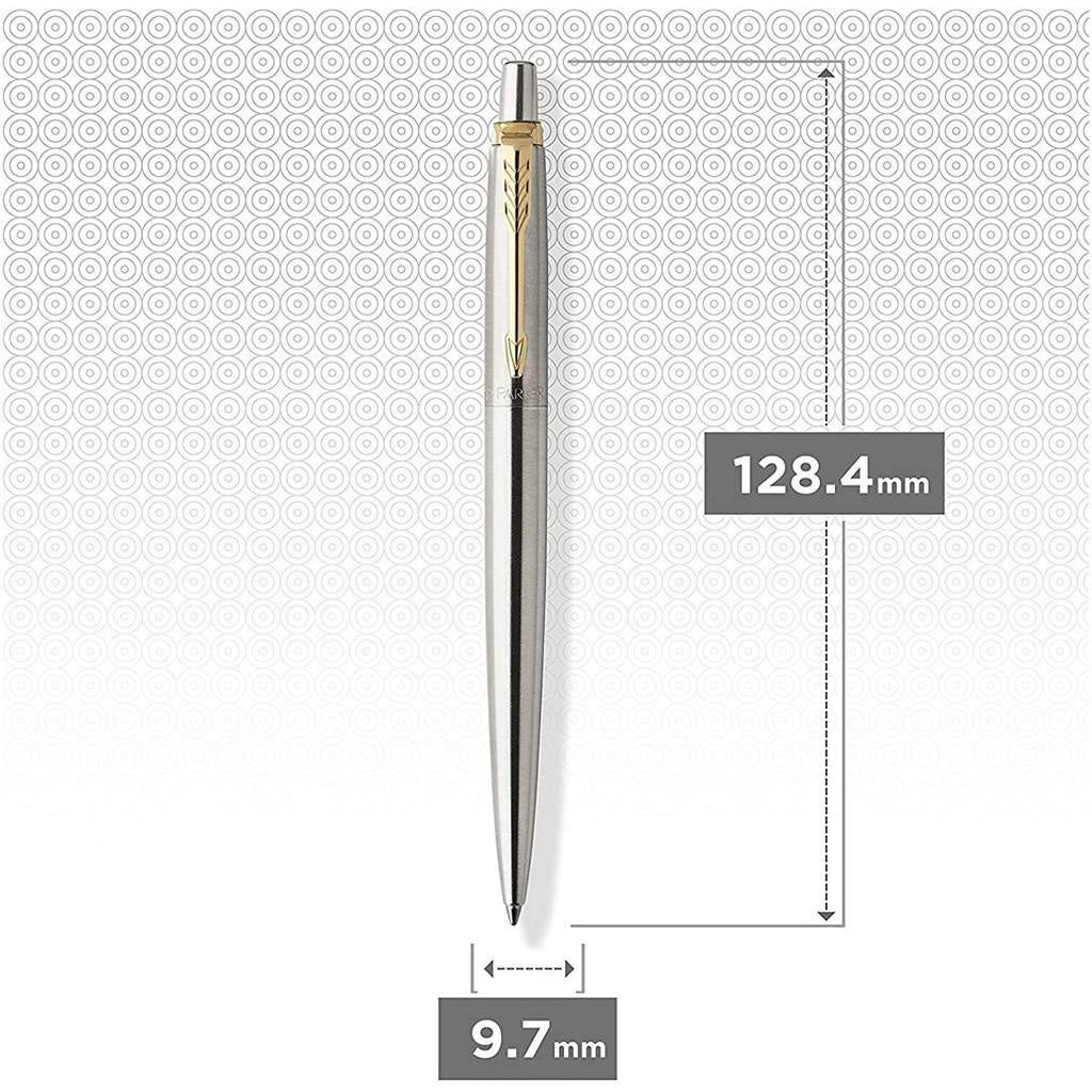 Parker 1953182 Jotter Ballpoint Pen, Stainless Steel w/ Chrome Trim, Medium Point, Blue Ink