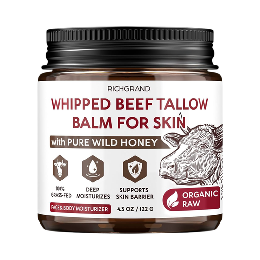 Richgrand Whipped Beef Tallow Balm for Skin Moisturizer, 4.3 oz / 122 g