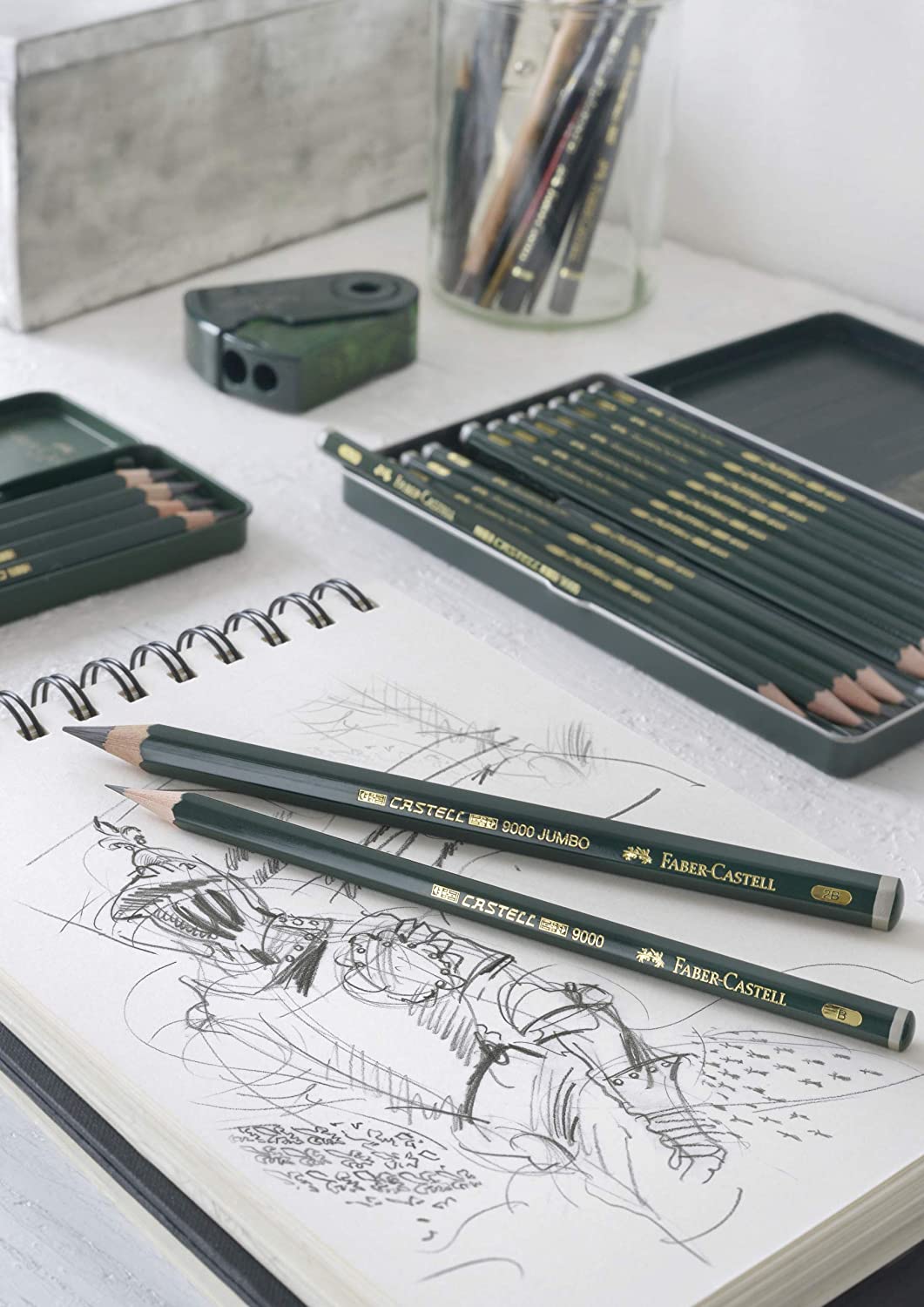 Faber-Castell 9000 Graphite Sketch Pencil Sets Art 8B - 2H set of 12 Multi