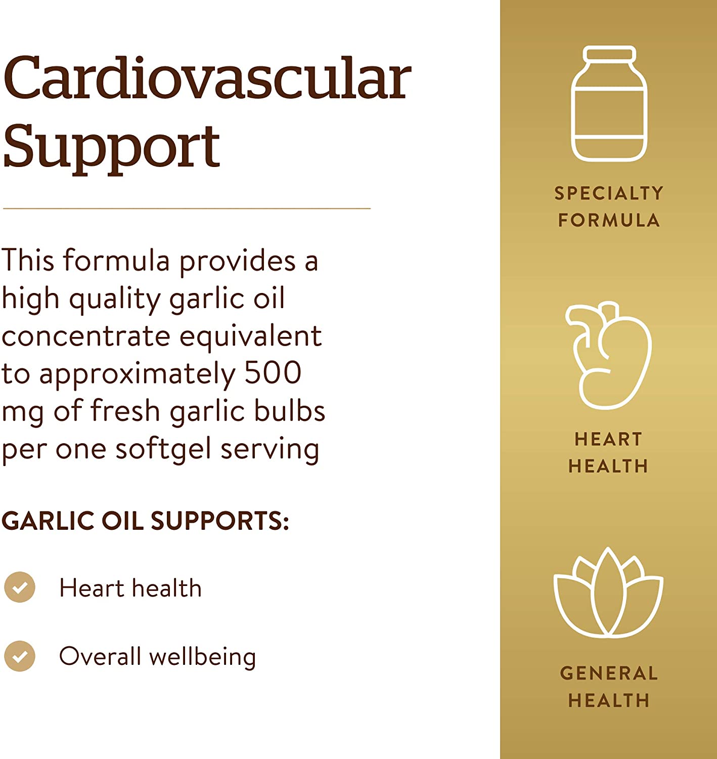 Solgar Garlic Oil Perles, Natural Cardiovascular Support -250 Soft Gels