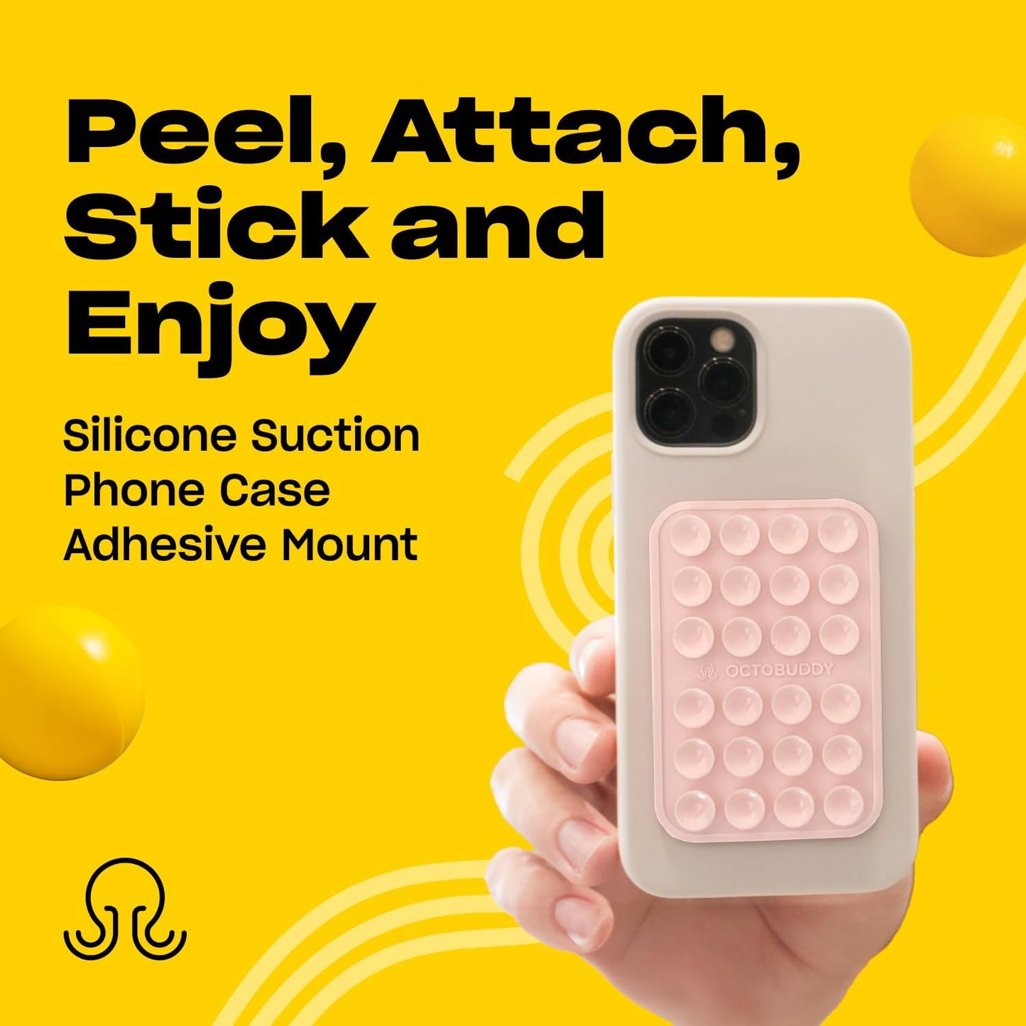 Octobuddy Pink Silicone Suction with Phone Case Adhesive, 1 Count