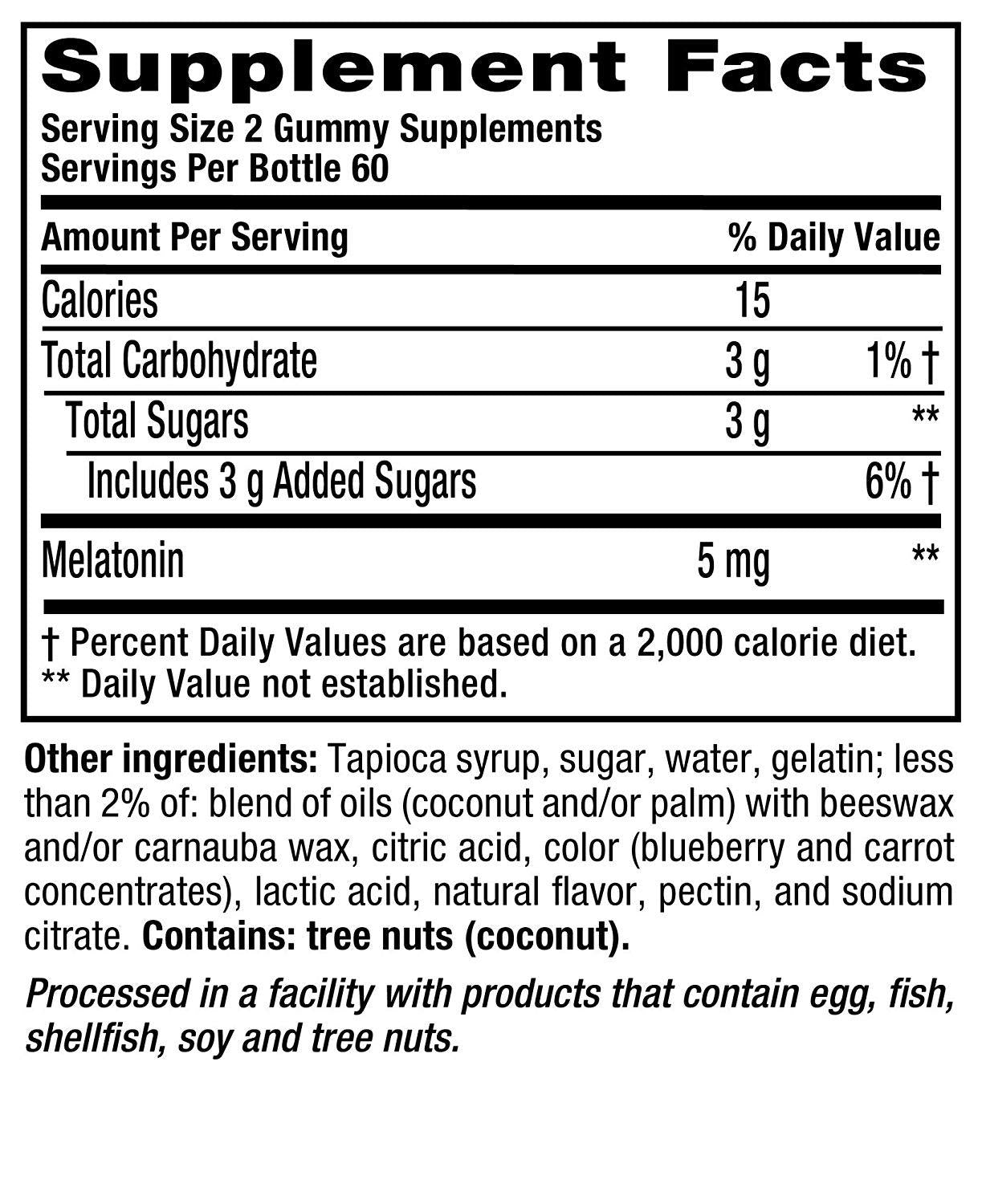 Vitafusion Extra Strength Melatonin 5miligrams Sleep Support Natural BlackberryFlavor 120Gummies