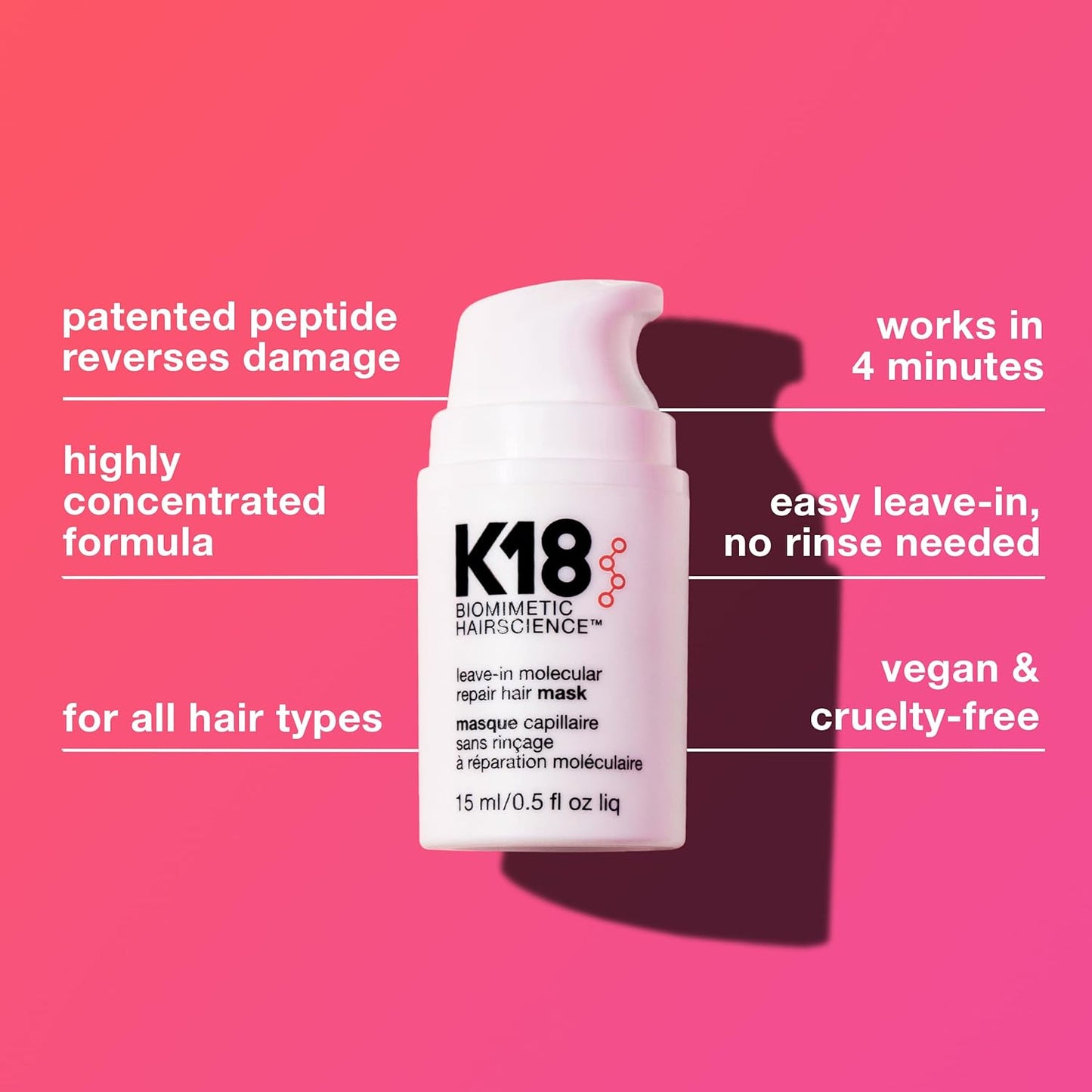 K18 Biomimetic HairScience Leave-In Molecular Hair Mask 15ml / 0.5 fl oz