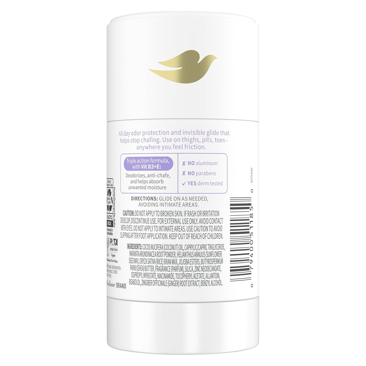 Dove Whole Body Deo Anti-friction Stick Coconut & Vanilla, 74g / 2.6 oz.