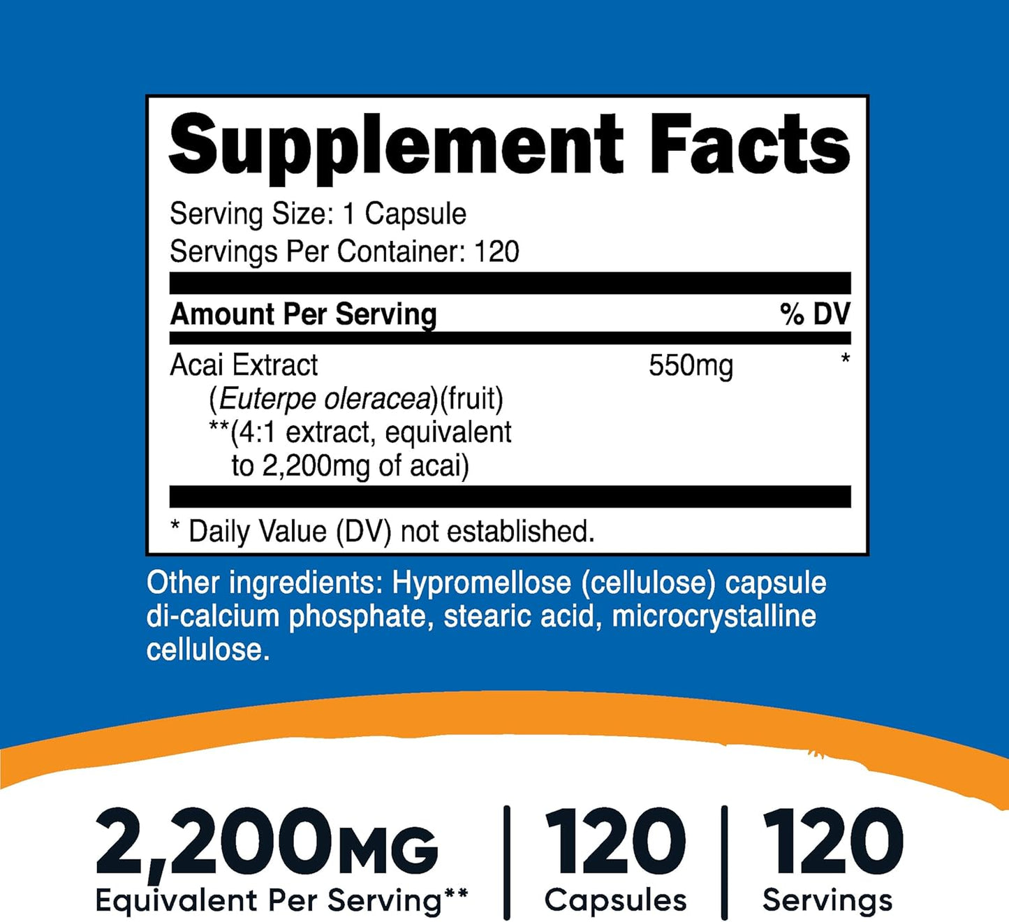 Nutricost Acai Euterpe Oleracea 2200mg Supplement 120 Capsules