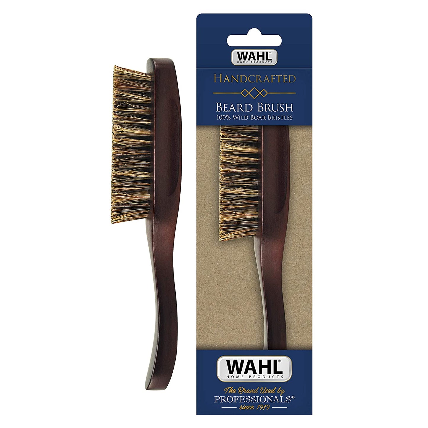 WAHL Handcrafted Handheld Beard Brush with 100% Wild Boar Bristles for Grooming & Styling