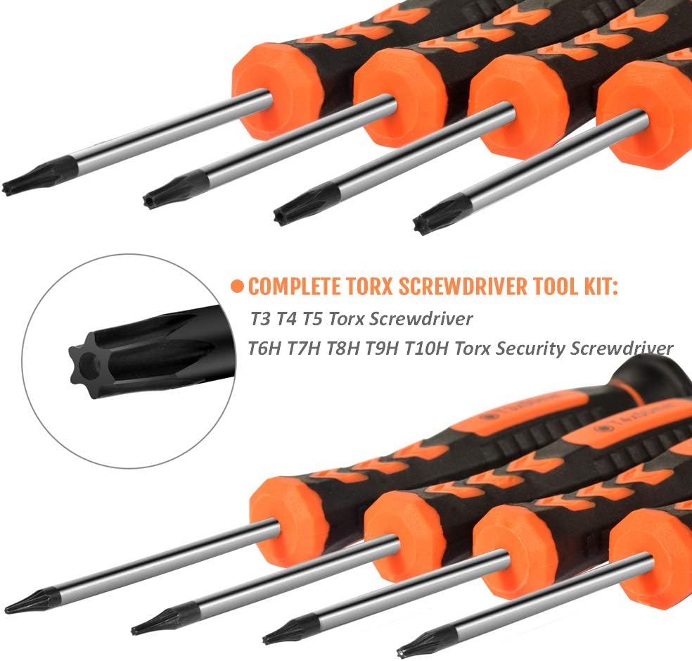 TEKPREM Tools Torx Screwdriver Set with T3 T4 T5 T6 T7 T8 T9 T10 Complete Star Repair Kit, 8 Pieces