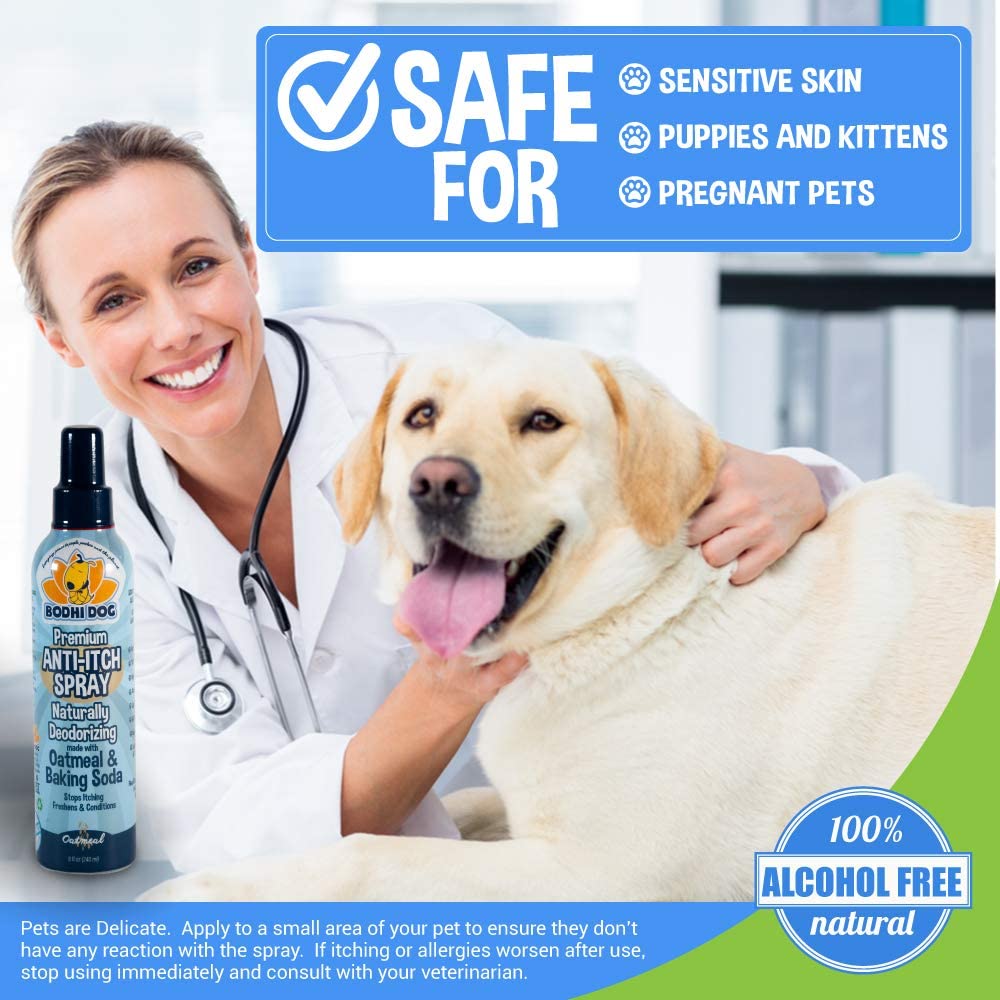 Bodhi Dog Premium Anti-Itch Spray Naturally Deodorizing Made with Oatmeal & Baking Soda, 8 fl.oz / 240ml