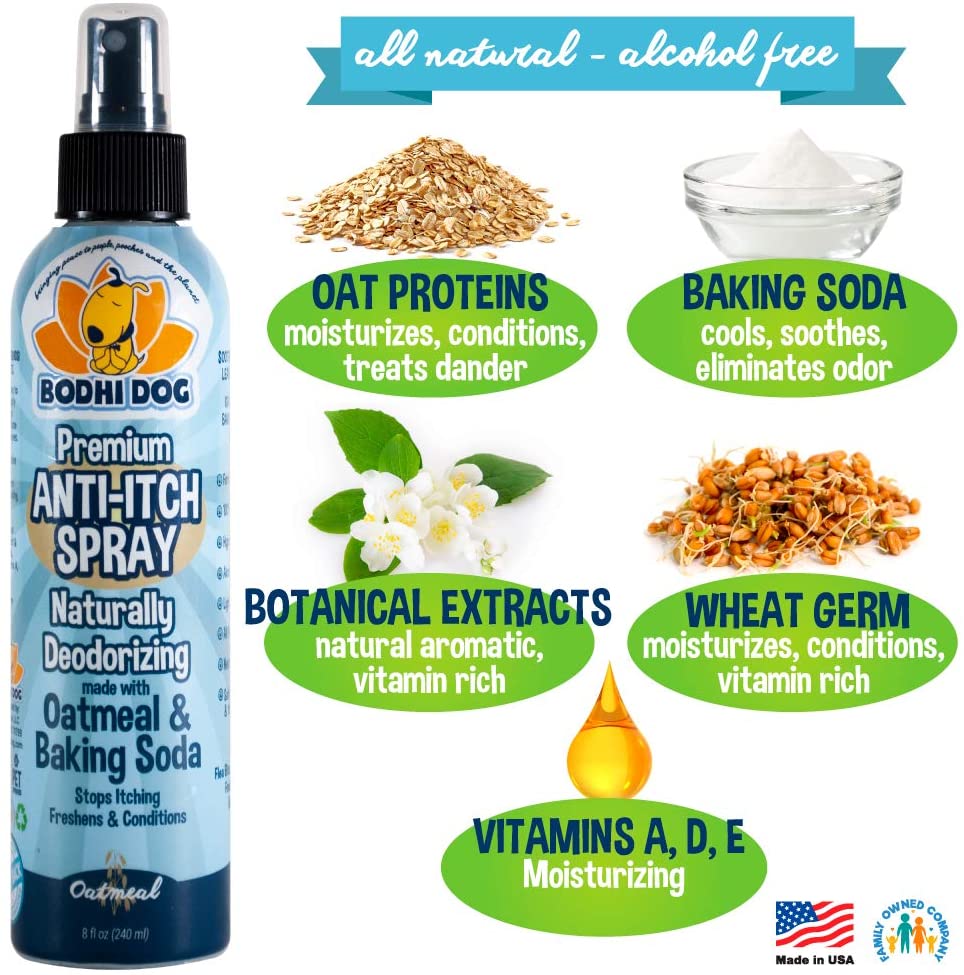 Bodhi Dog Premium Anti-Itch Spray Naturally Deodorizing Made with Oatmeal & Baking Soda, 8 fl.oz / 240ml