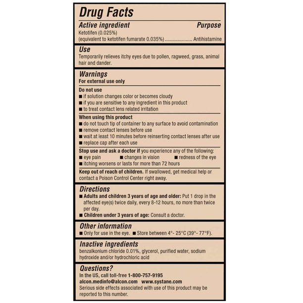 Systane Zaditor Eye Itch Relief Drops, 0.17 fl.oz / 5ml (PACKAGING MAY VARY)