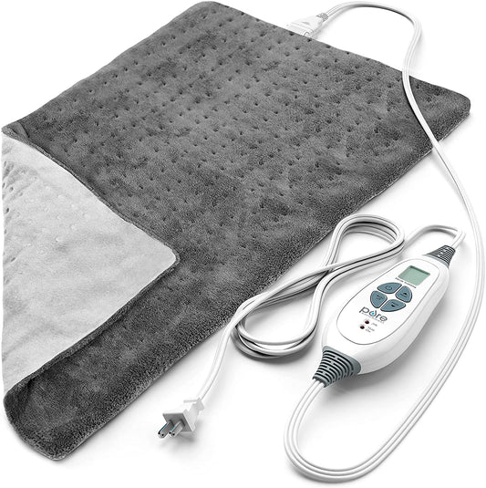 Pure Enrichment PureRelief XL (12" x 24") Electric Heating Pad for Back Pain and Cramps Ultra-Soft with 6 InstaHeat Settings & 2-Hour Auto Shut-Off