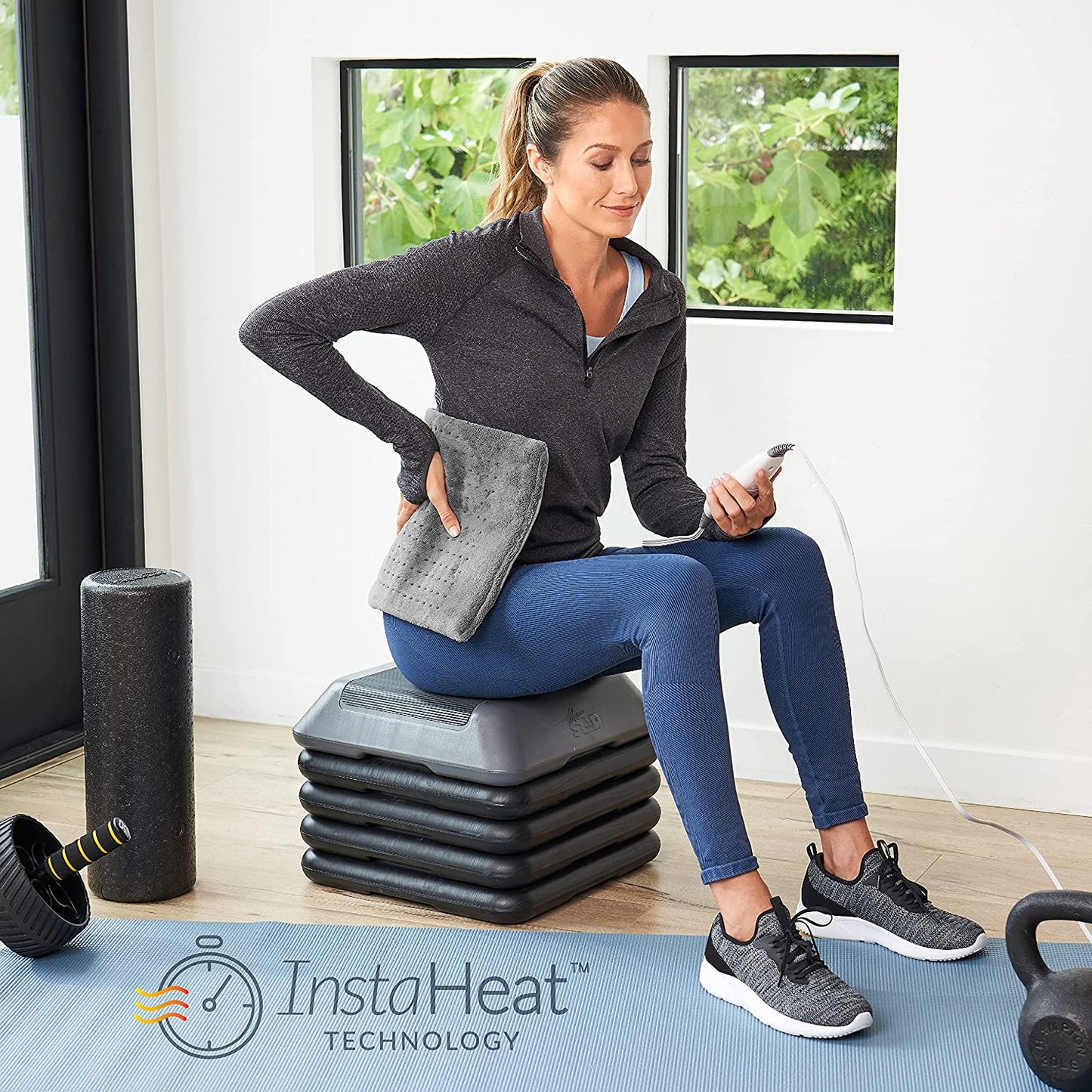 Pure Enrichment PureRelief XL (12" x 24") Electric Heating Pad for Back Pain and Cramps Ultra-Soft with 6 InstaHeat Settings & 2-Hour Auto Shut-Off