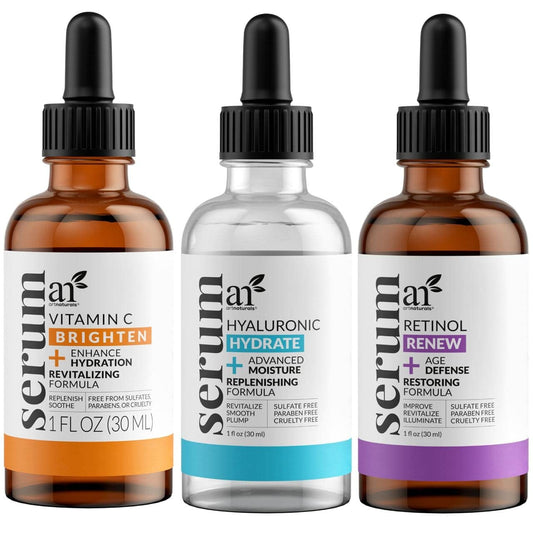 ArtNaturals Anti-Aging Set with Vitamin-C Retinol and Hyaluronic-Acid  (3 x 1 fl oz) Serum