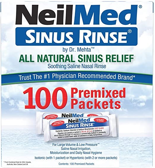 NeilMed Sinus Rinse All Natural Sinus Relief (100 Premixed Packets) NO BOX