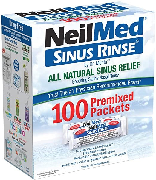 NeilMed Sinus Rinse All Natural Sinus Relief (100 Premixed Packets) NO BOX