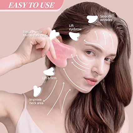 ACEOLOGY Rose Quartz Gua Sha Facial Massager Lifts Contours and Soothes