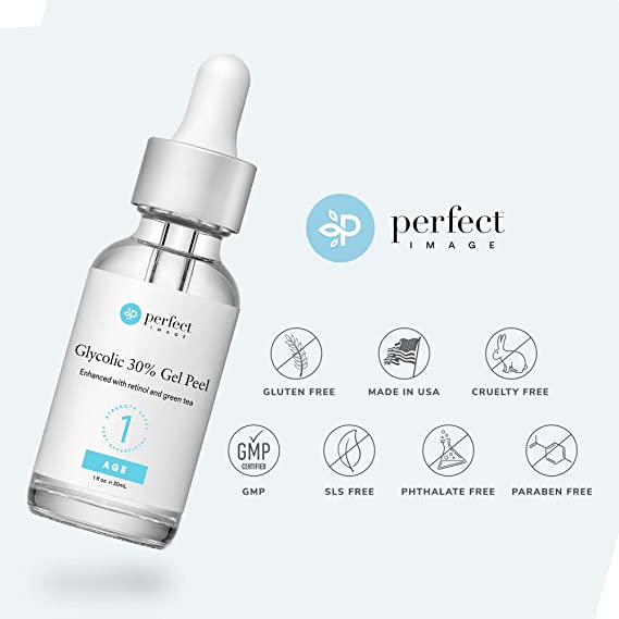 Glycolic Acid 30% Gel Peel Level 1 - Enhanced with Retinol and Green Tea Extract (Professional Chemical Peel)- 1 fl oz 30mL