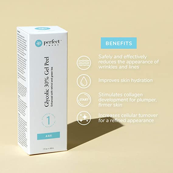 Glycolic Acid 30% Gel Peel Level 1 - Enhanced with Retinol and Green Tea Extract (Professional Chemical Peel)- 1 fl oz 30mL