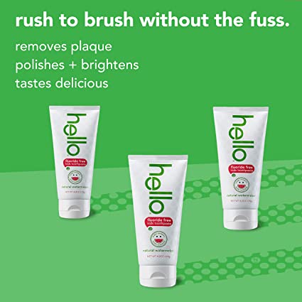 Hello Natural Kids Fluoride Free Toothpaste Vegan, Gluten Free, Removes Plaque Kids All Ages Watermelon Flavor 119 g