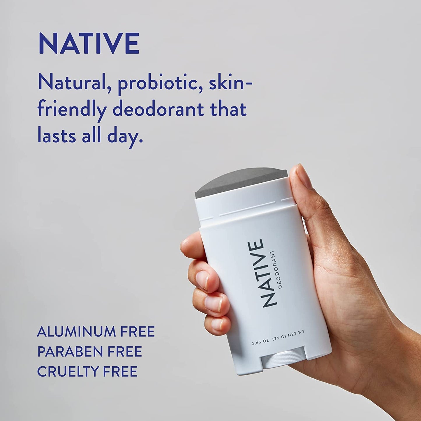 Native Deodorant Women and Men Aluminum Free Probiotics Coconut Oil Shea Butter, Charcoal 2.95 oz