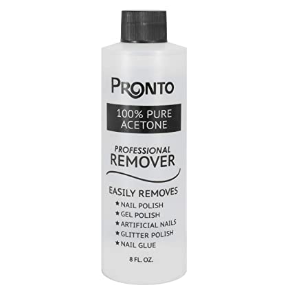 Pronto 100% Pure Acetone Professional Nail Polish Remover For Natural, Gel, Acrylic, Sculptured Nails 8 fl oz