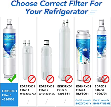 II C E P U R E Refrigerator Water Filter Replacement for EveryDrop 4396508 2Pack PACKAGING MAY VARY