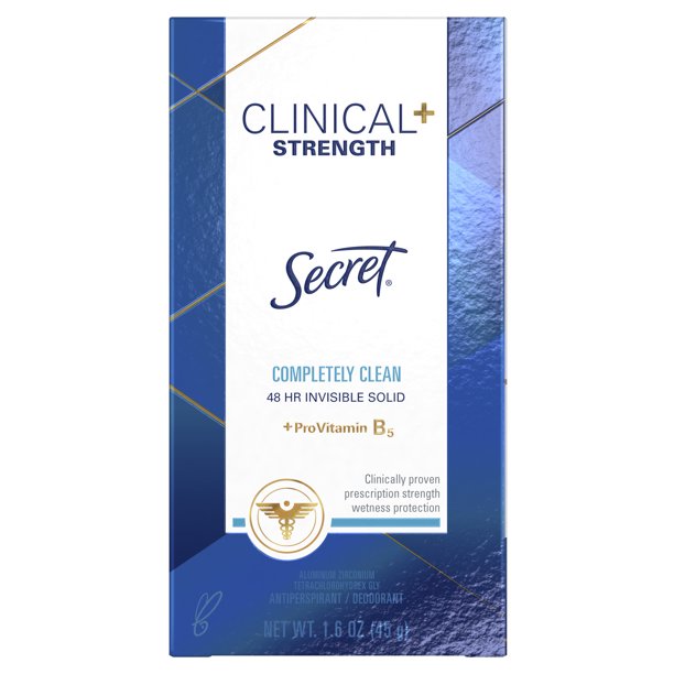 Secret Clinical Strength 48 HR Invisible Solid Deodorant For Women, Completely Clean, 1.6 oz. / 45g
