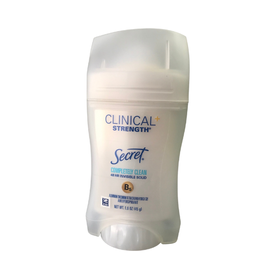 Secret Clinical Strength 48 HR Invisible Solid Deodorant For Women, Completely Clean, 1.6 oz. / 45g