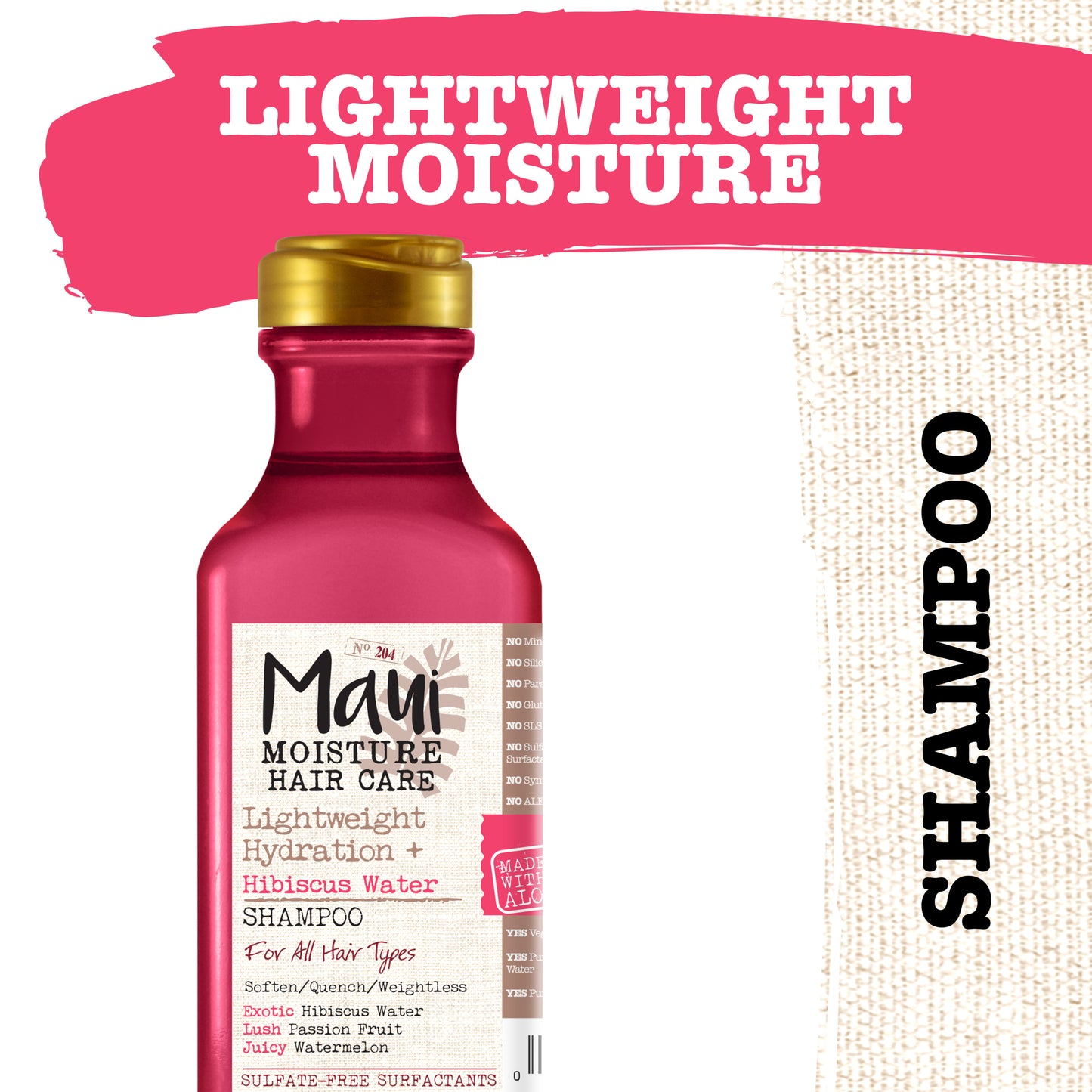 Maui Moisture Hair Care Lightweight Hydration with Hibiscus Water For All Hair Types Shampoo, 385 ml 13fl oz.