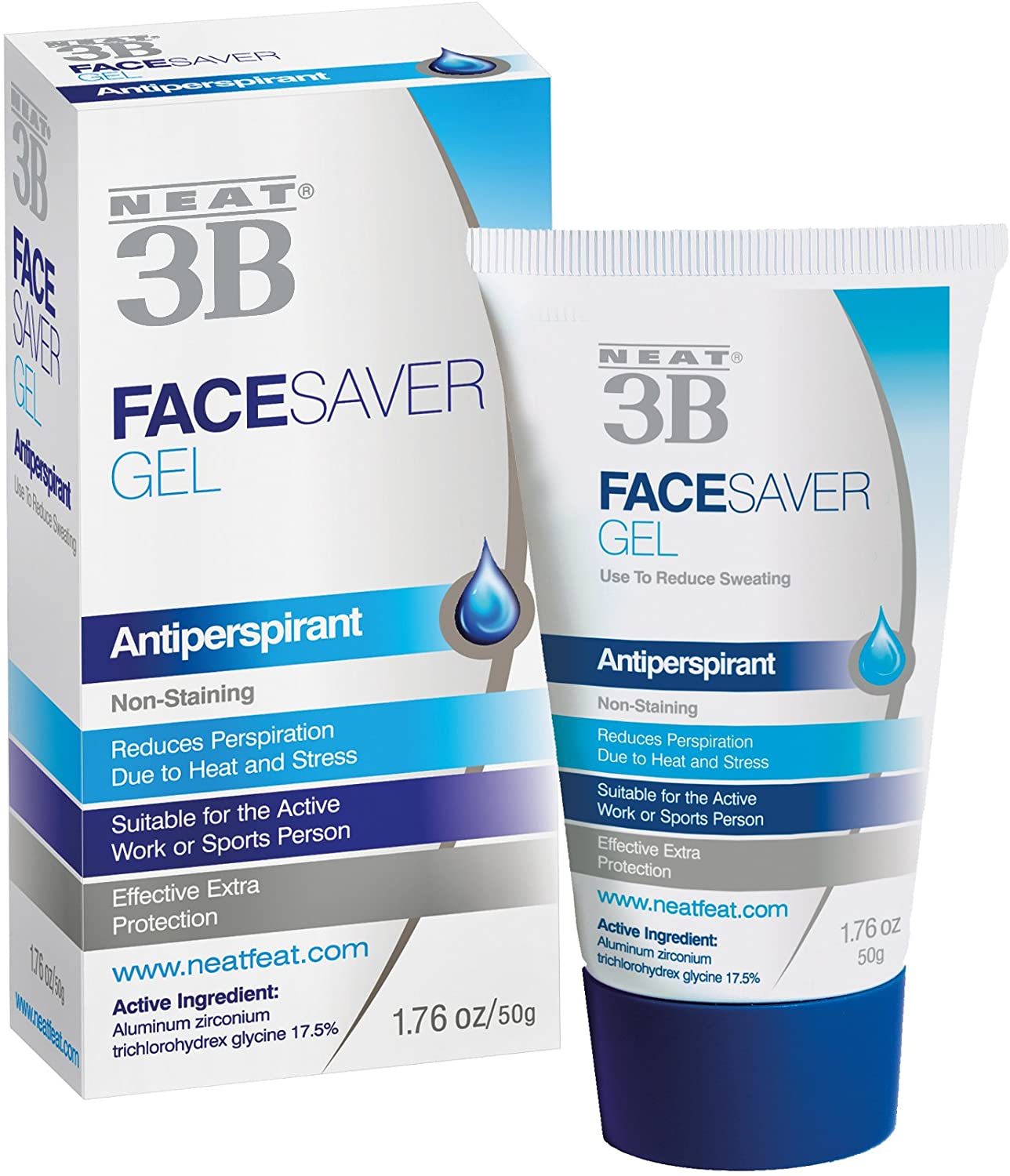 Neat Feat 3B Face Saver Antiperspirant for Facial Perspiration & Shine Gel, 1.76 Fl Oz (PACKAGING MAY VARY)