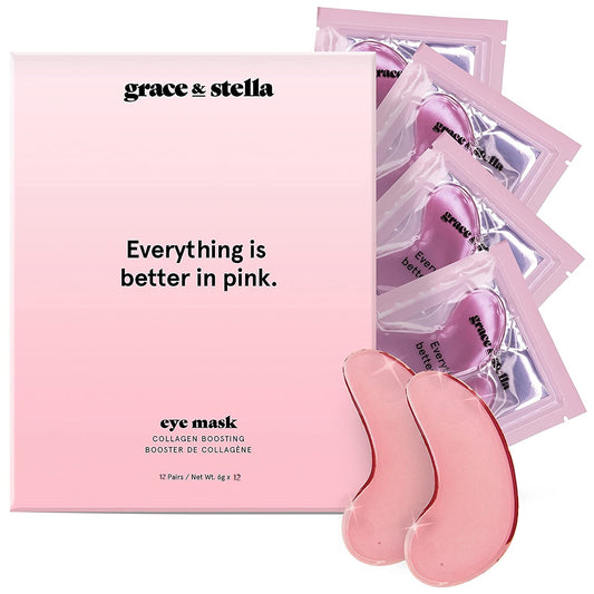 Grace & Stella, Everything is Better in Pink ,Eye Mask Collagen Boosting, 12 Pairs Net Wt. 6 grams