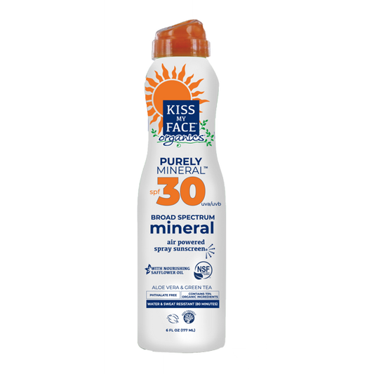 Kiss My Face Purely Mineral SPF30 broad Spectrum Mineral Aloe Vera & Green Tea 6fl.oz. 177mL