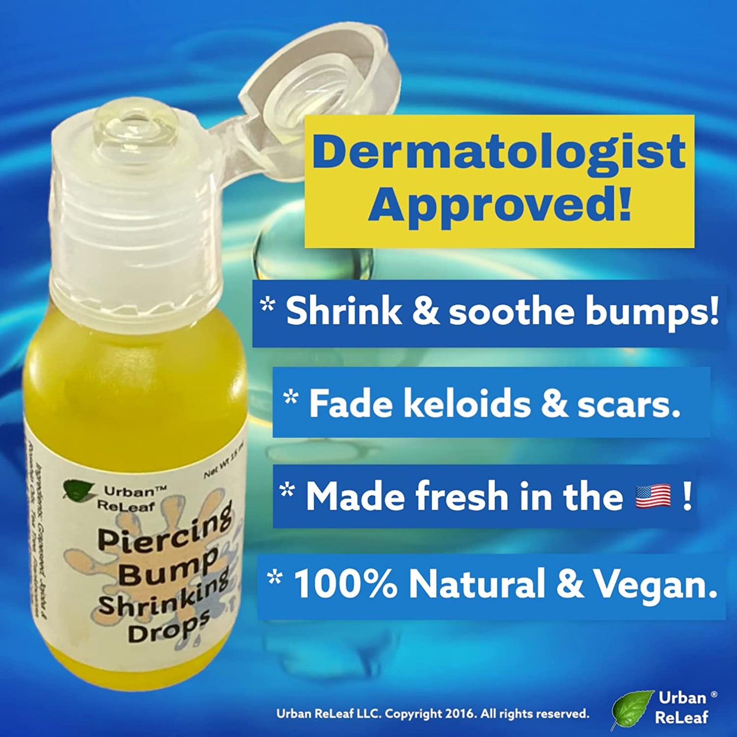 Urban ReLeaf Piercing Bump Shrinking Drops Aftercare Liquid 100% Natural with Essential Oils, 15ml