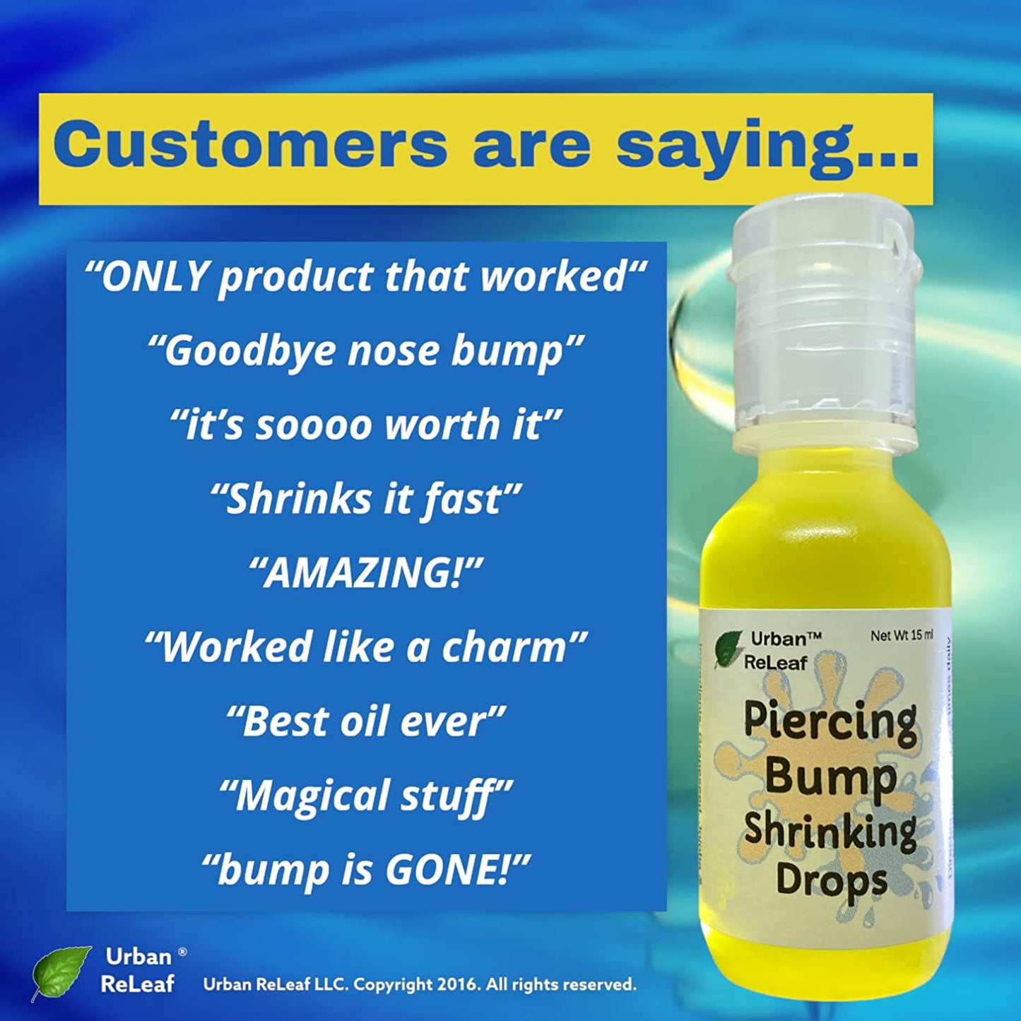 Urban ReLeaf Piercing Bump Shrinking Drops Aftercare Liquid 100% Natural with Essential Oils, 15ml