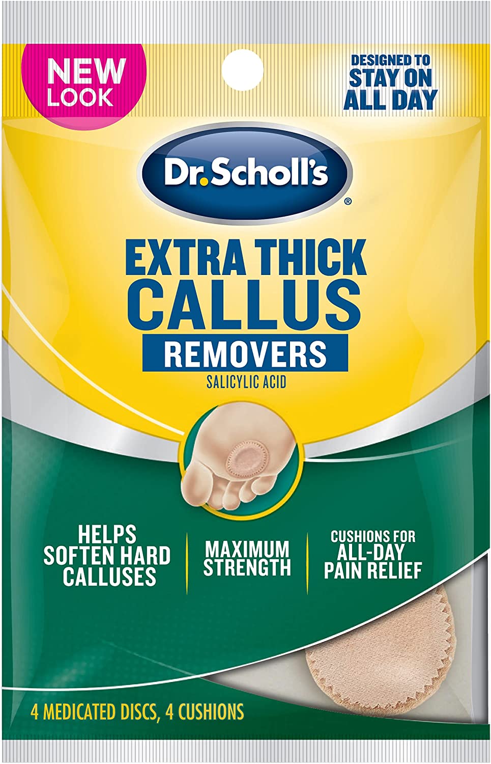 Dr. Scholl's Extra Thick Callus Removers Salicylic Acid with 4 Medicated Discs and Cushions, 1 Pack