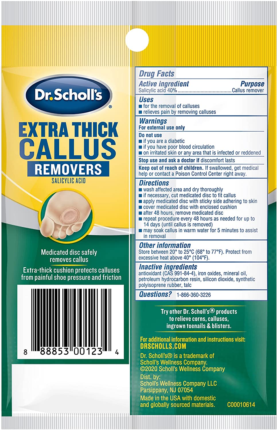 Dr. Scholl's Extra Thick Callus Removers Salicylic Acid with 4 Medicated Discs and Cushions, 1 Pack