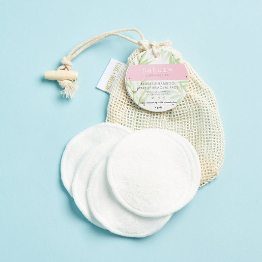 Nature Luxe + Willow Reusable Bamboo Makeup Removal 4 Pads Vegan, 1 Pouch