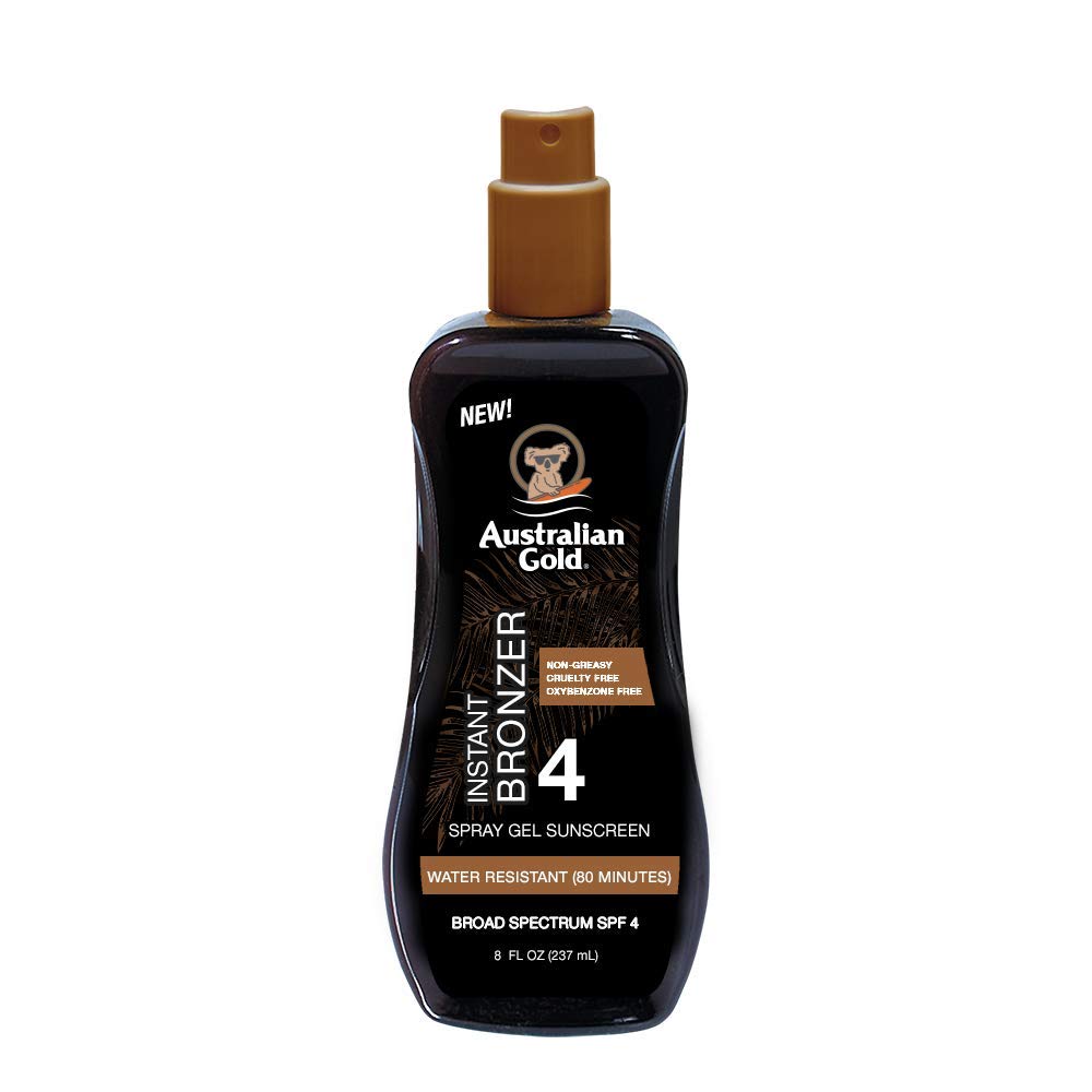Australian Gold Instant Bronzer Spray Gel Sunscreen Broad Spectrum SPF 4 237ml