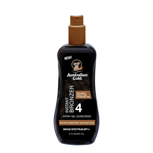 Australian Gold Instant Bronzer Spray Gel Sunscreen Broad Spectrum SPF 4 237ml