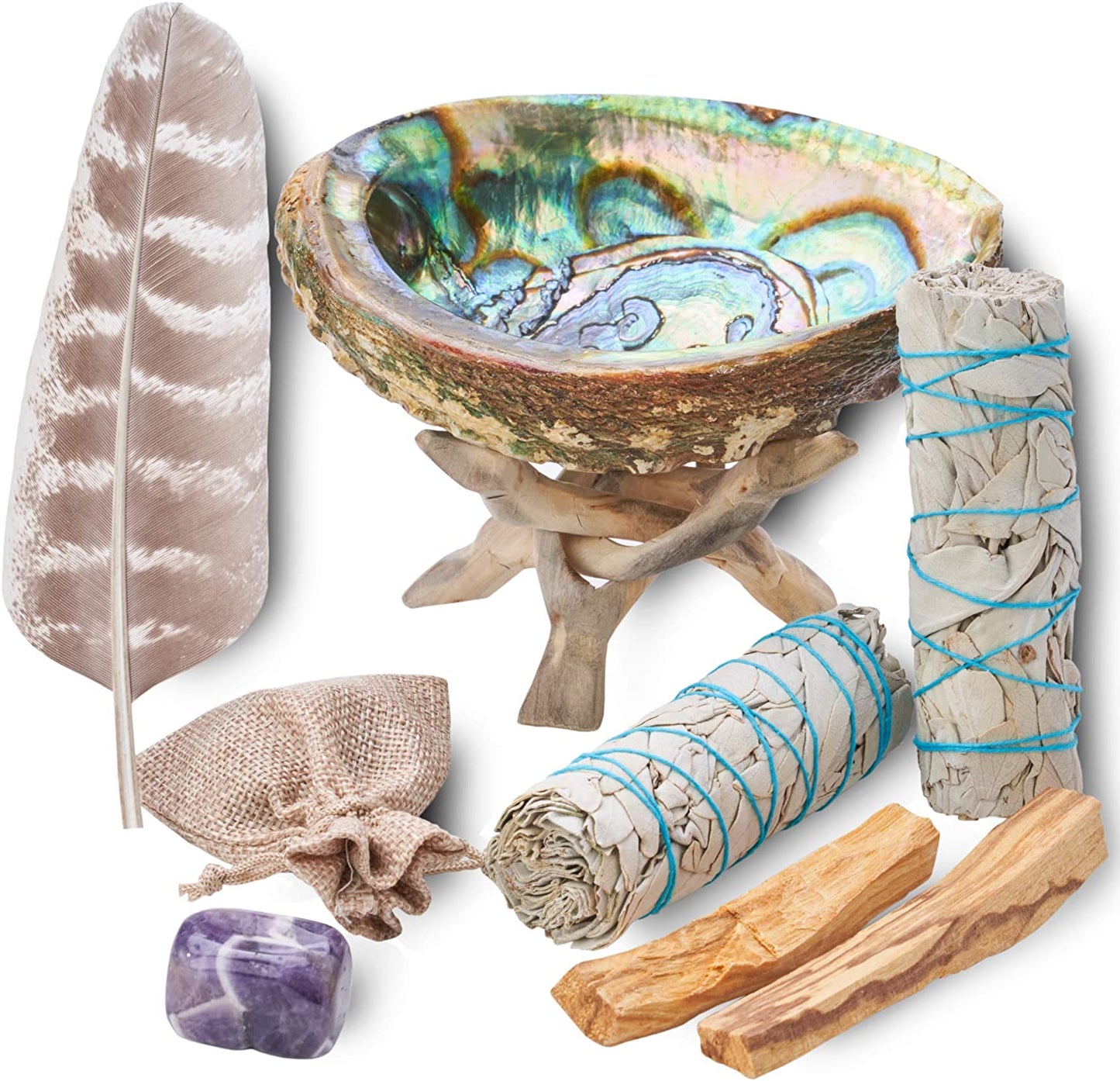 Blue River Sage and Palo Santo Smudging Regular Kit Handmade 1 by 1 and Sustainably Grown