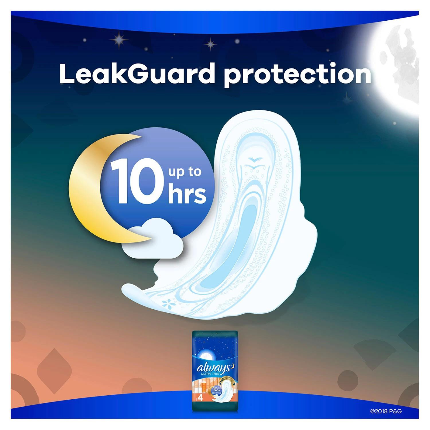 Always Ultra Thin 45% Larger Back Size 4 Overnight Flexi-Wings 80 Pads