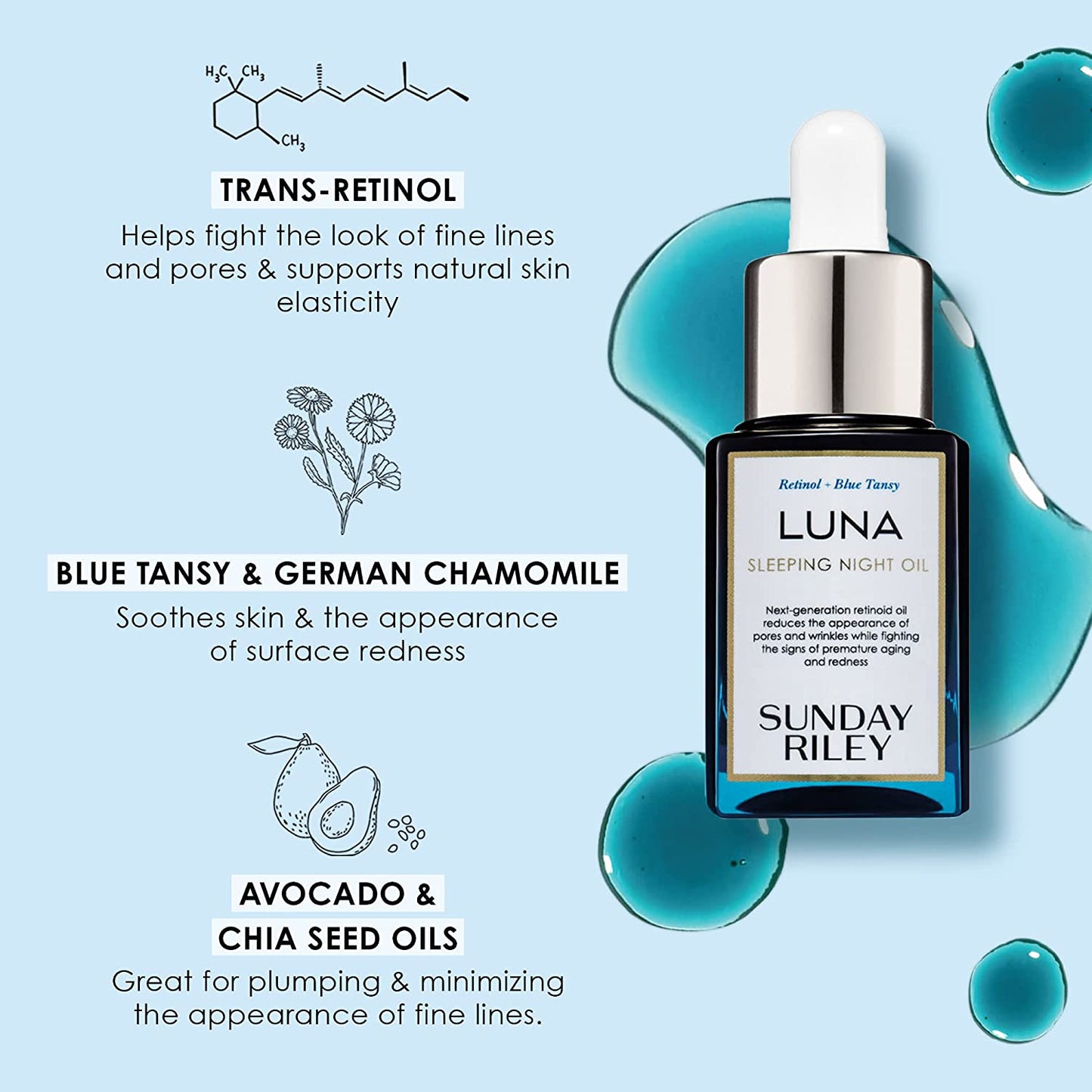 Sunday Riley Luna Retinol Sleeping Anti Aging Night Face Oil 0.5oz / 15ml