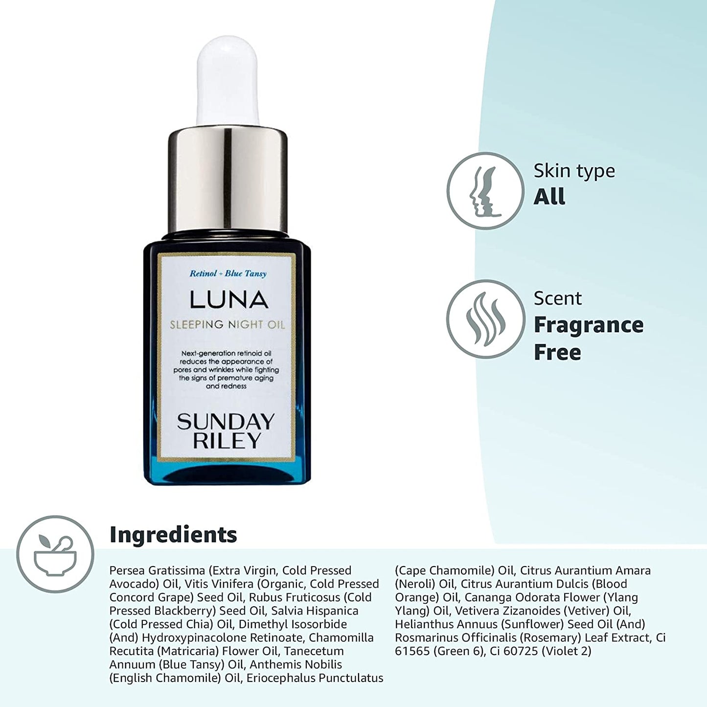 Sunday Riley Luna Retinol Sleeping Anti Aging Night Face Oil 0.5oz / 15ml