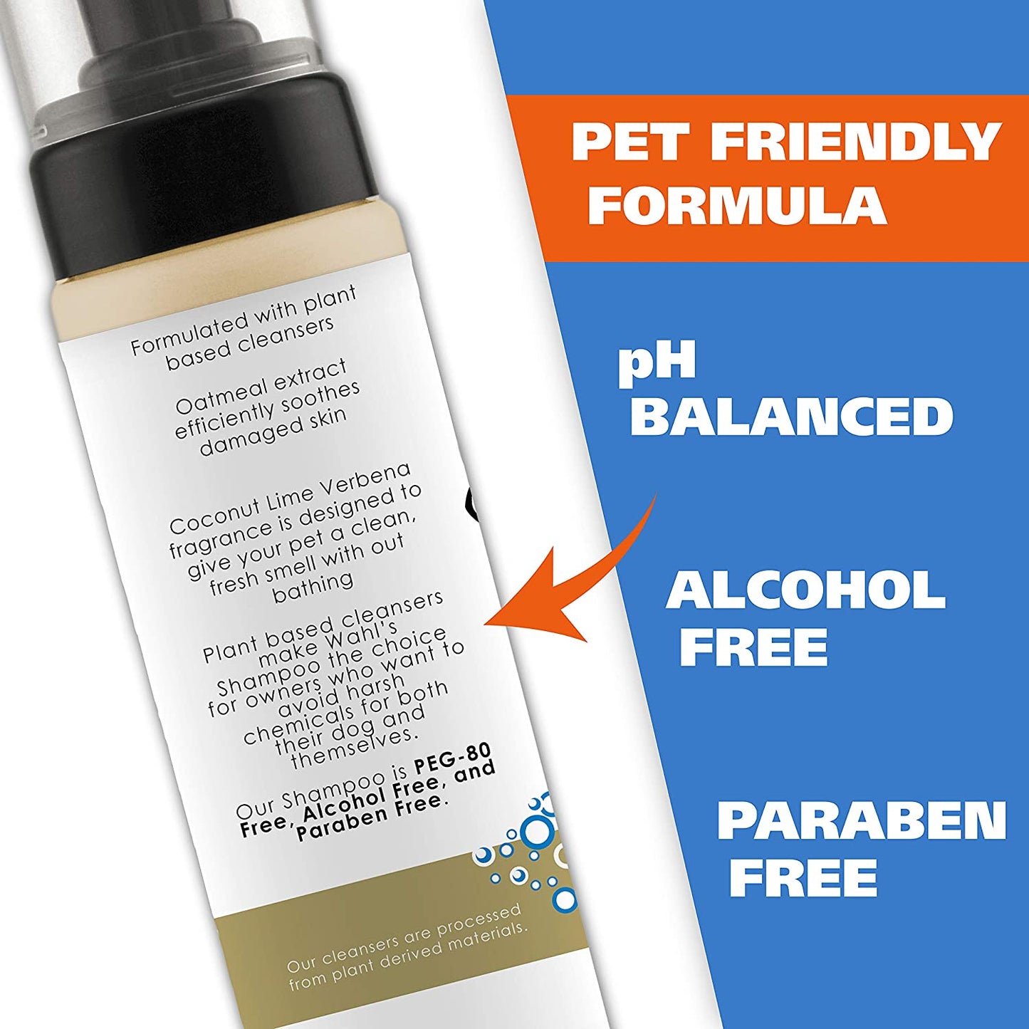 Wahl Waterless No-Rinse Shampoo in Coconut Lime Verbena with Oatmeal Formula, 7.10 fl.oz / 210 ml