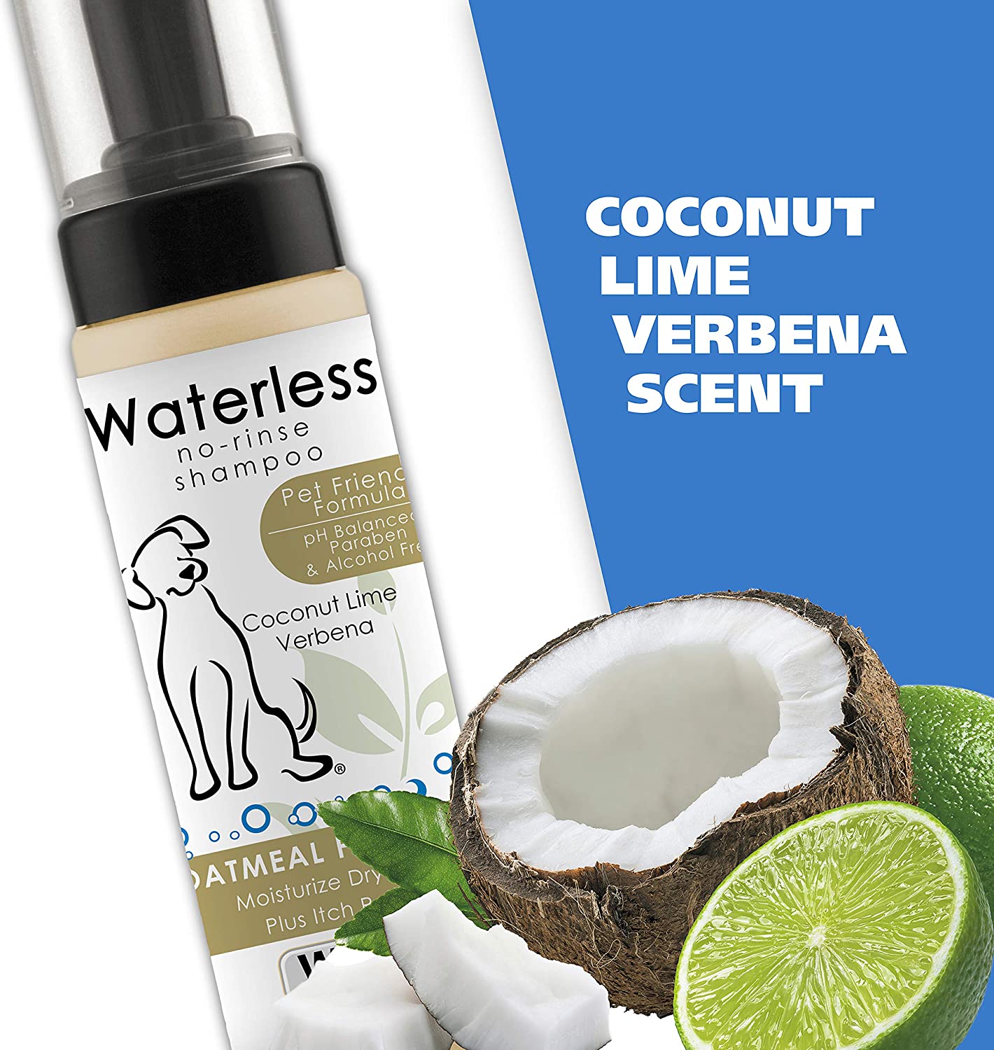 Wahl Waterless No-Rinse Shampoo in Coconut Lime Verbena with Oatmeal Formula, 7.10 fl.oz / 210 ml