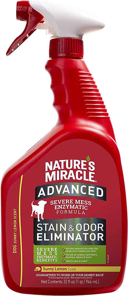 Nature’s Miracle Advanced Stain and Odor Eliminator Dog, For Severe Dog Messes (32 fl oz)