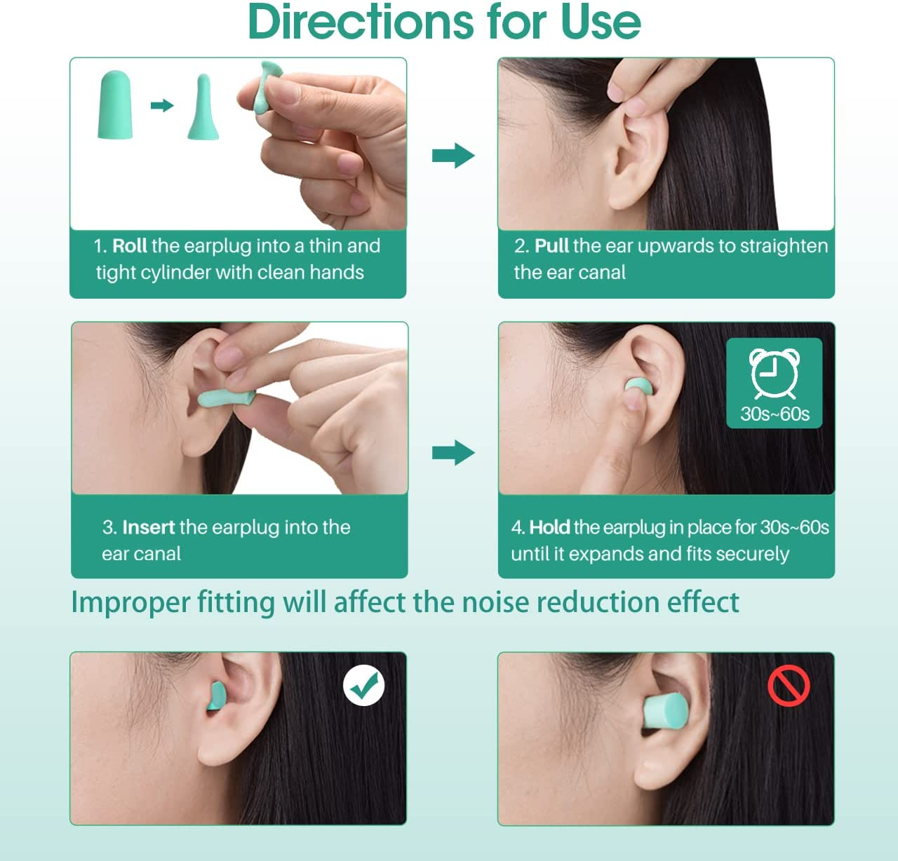 Soft Foam 60 Pairs Earplugs 38dB SNR Let Noise Shut Up SA-7-5 1 Jar