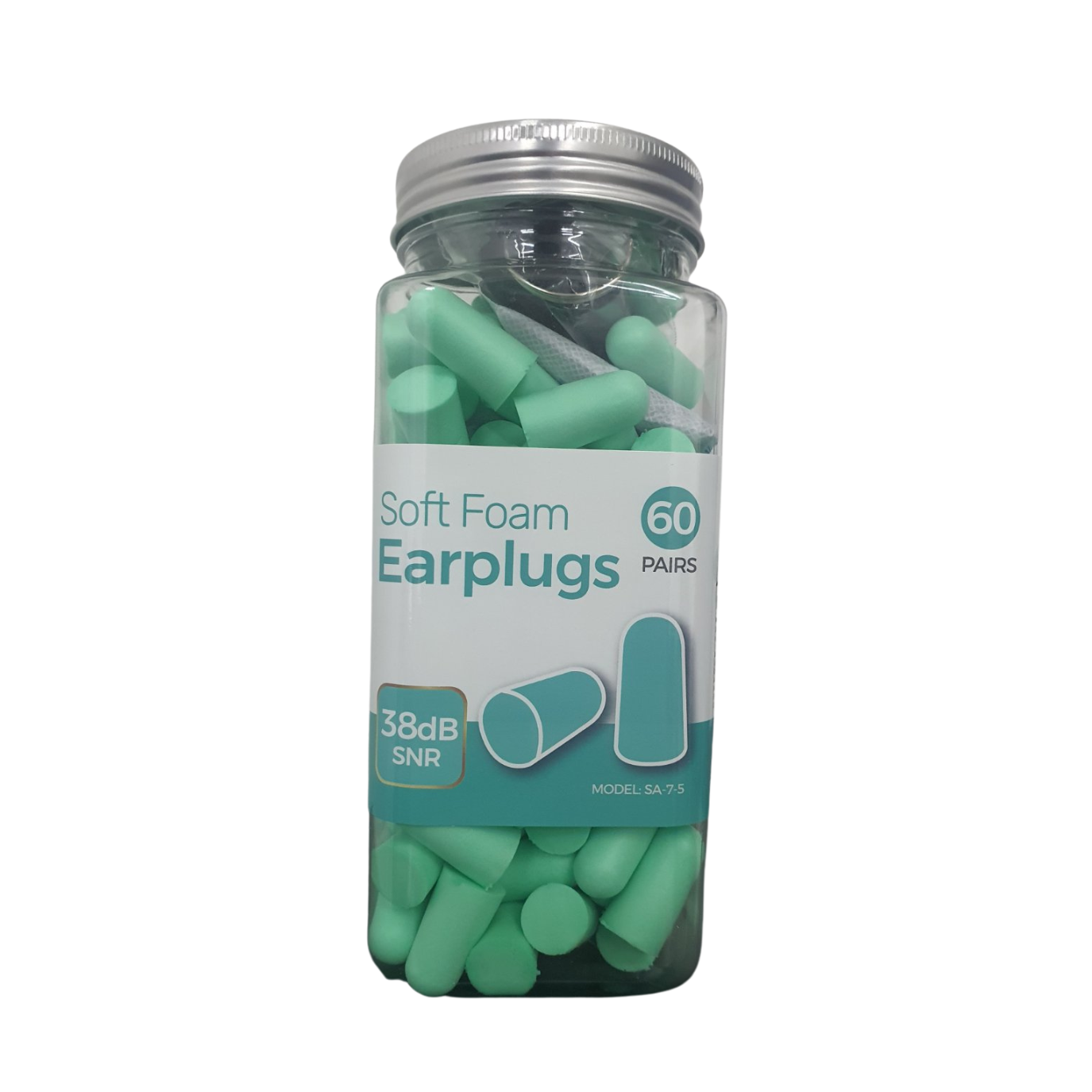 Soft Foam 60 Pairs Earplugs 38dB SNR Let Noise Shut Up SA-7-5 1 Jar