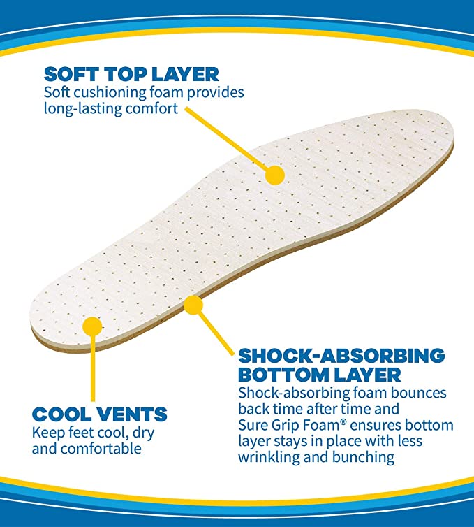 Dr. Scholl’s Comfort Air-Pillo Insoles, 1 Pair (Men’s Size: 7-13, Women’s Size: 5-10)
